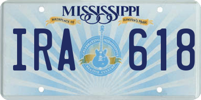 MS license plate IRA618