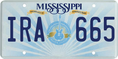 MS license plate IRA665