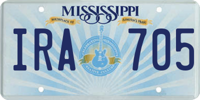 MS license plate IRA705