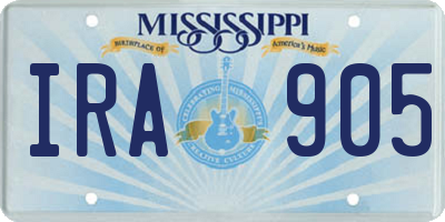 MS license plate IRA905