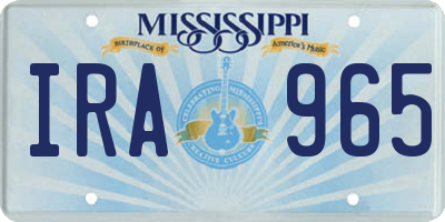 MS license plate IRA965
