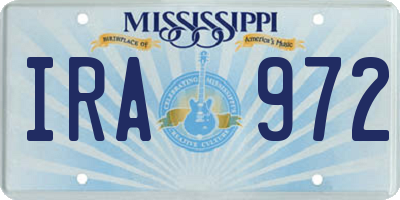 MS license plate IRA972
