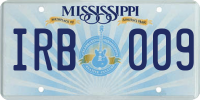 MS license plate IRB009