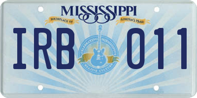 MS license plate IRB011