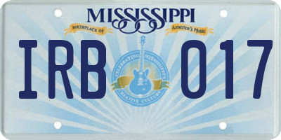 MS license plate IRB017