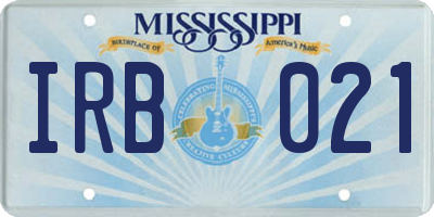 MS license plate IRB021
