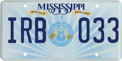 MS license plate IRB033