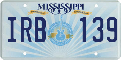 MS license plate IRB139