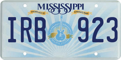 MS license plate IRB923
