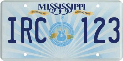 MS license plate IRC123