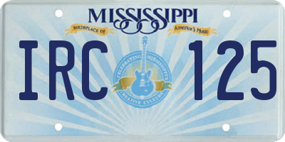 MS license plate IRC125