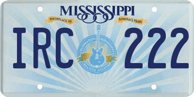 MS license plate IRC222