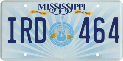 MS license plate IRD464