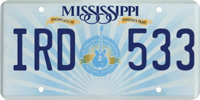 MS license plate IRD533