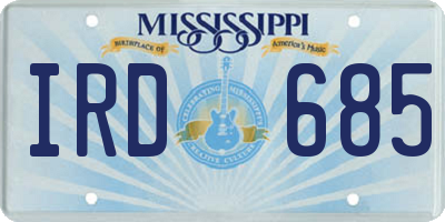 MS license plate IRD685