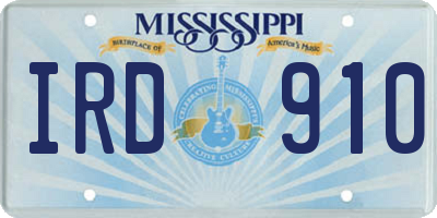 MS license plate IRD910