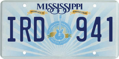 MS license plate IRD941