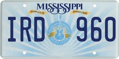 MS license plate IRD960