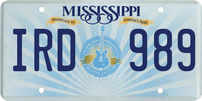MS license plate IRD989
