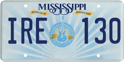 MS license plate IRE130