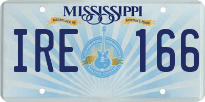 MS license plate IRE166