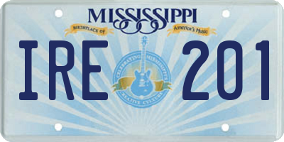MS license plate IRE201