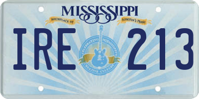 MS license plate IRE213