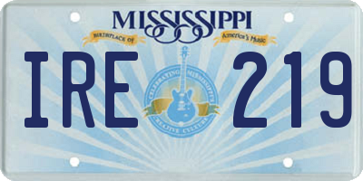 MS license plate IRE219