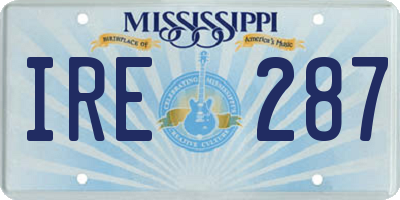 MS license plate IRE287