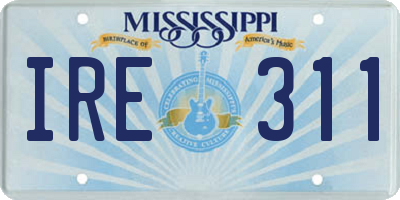 MS license plate IRE311