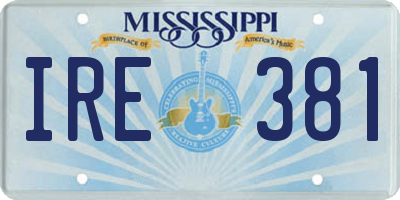 MS license plate IRE381