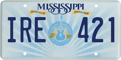 MS license plate IRE421