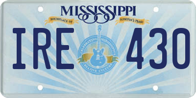MS license plate IRE430