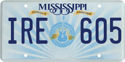 MS license plate IRE605