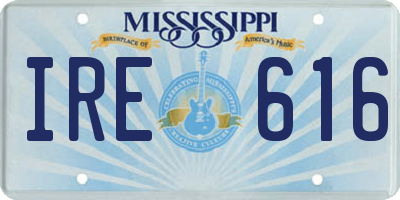 MS license plate IRE616