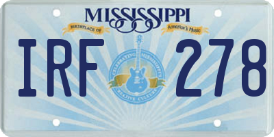 MS license plate IRF278