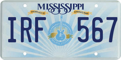 MS license plate IRF567