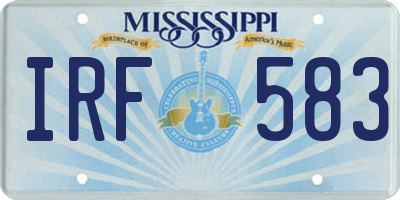 MS license plate IRF583