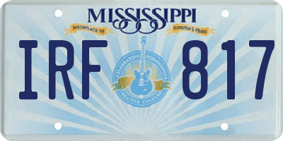 MS license plate IRF817