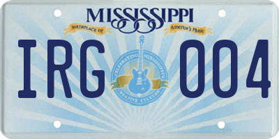 MS license plate IRG004