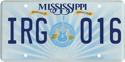 MS license plate IRG016