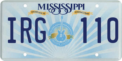 MS license plate IRG110