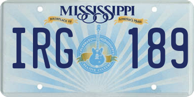 MS license plate IRG189
