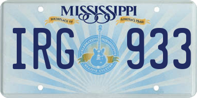 MS license plate IRG933