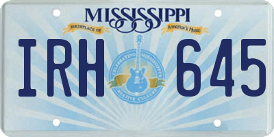 MS license plate IRH645