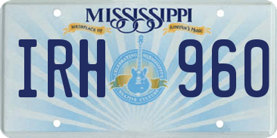 MS license plate IRH960