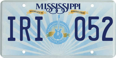 MS license plate IRI052