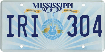 MS license plate IRI304