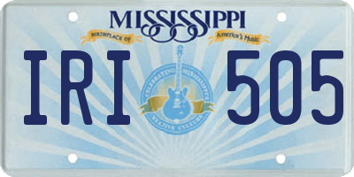 MS license plate IRI505