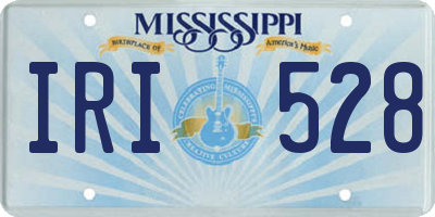 MS license plate IRI528